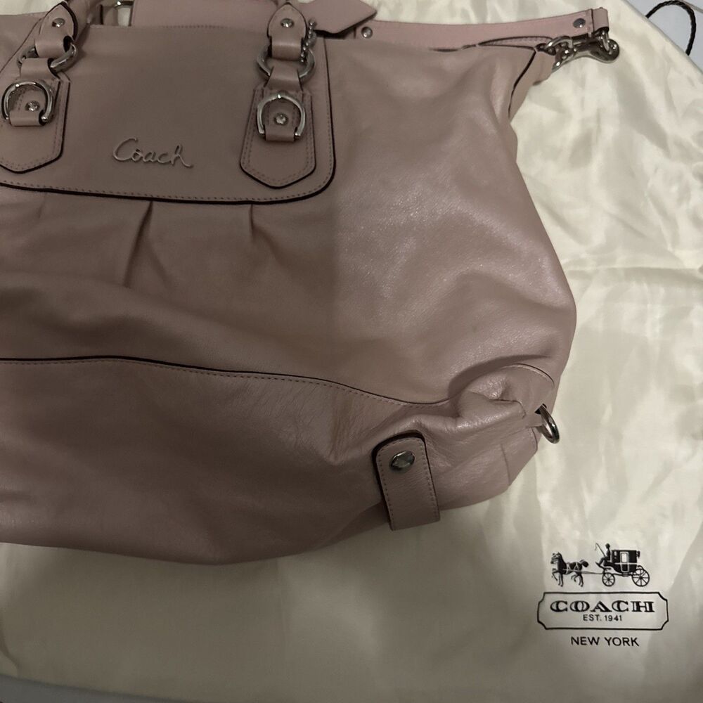 Coach Ashley Pink Leather 2way Purse Handbag Zip Convertible with dust bag - Picture 14 of 14